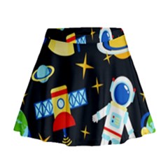 Space Seamless Pattern Cartoon Art Mini Flare Skirt by Hannah976