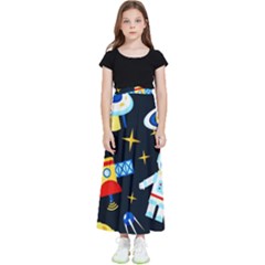 Space Seamless Pattern Cartoon Art Kids  Flared Maxi Skirt by Hannah976