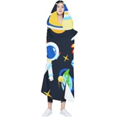 Space Seamless Pattern Cartoon Art Wearable Blanket by Hannah976