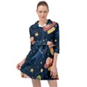 Seamless Pattern With Funny Aliens Cat Galaxy Mini Skater Shirt Dress View1