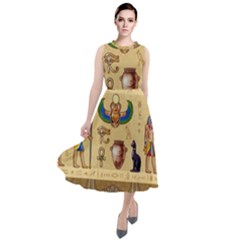 Egypt Horizontal Illustration Round Neck Boho Dress by Hannah976