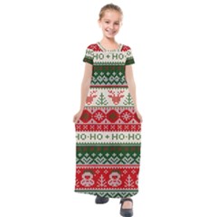 Ugly Sweater Merry Christmas  Kids  Short Sleeve Maxi Dress by artworkshop