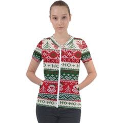 Ugly Sweater Merry Christmas  Short Sleeve Zip Up Jacket by artworkshop