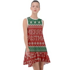 Merry Christmas  Pattern Frill Swing Dress by artworkshop