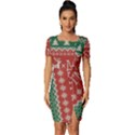 Merry Christmas  Pattern Fitted Knot Split End Bodycon Dress View1