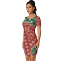 Merry Christmas  Pattern Fitted Knot Split End Bodycon Dress View2