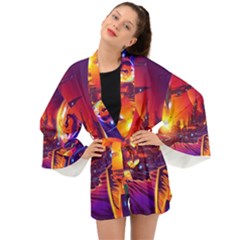 Far Future Human Colonization Long Sleeve Kimono by Hannah976