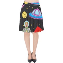 Seamless Pattern With Space Objects Ufo Rockets Aliens Hand Drawn Elements Space Velvet High Waist Skirt by Hannah976