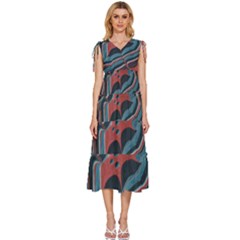 Dessert Land  pattern  All Over Print Design V-neck Drawstring Shoulder Sleeveless Maxi Dress by coffeus