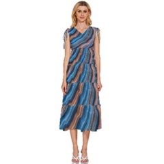 Dessert Waves  pattern  All Over Print Design V-neck Drawstring Shoulder Sleeveless Maxi Dress by coffeus