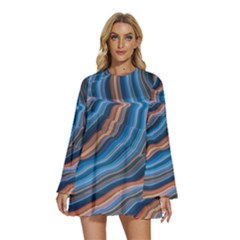 Dessert Waves  pattern  All Over Print Design Round Neck Long Sleeve Bohemian Style Chiffon Mini Dress by coffeus