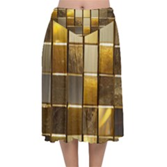 Golden Mosaic Tiles  Velvet Flared Midi Skirt by essentialimage