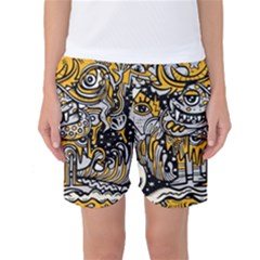 Crazy Abstract Doodle Social Doodle Drawing Style Women s Basketball Shorts by Hannah976