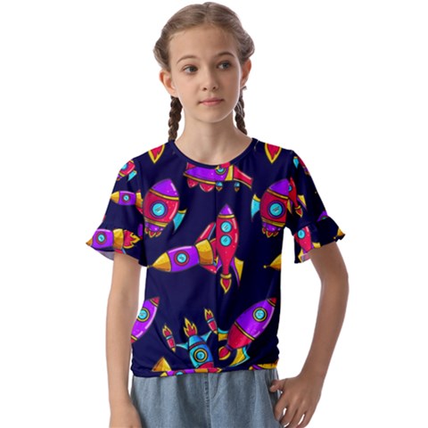 Space Patterns Kids  Cuff Sleeve Scrunch Bottom T-shirt by Hannah976