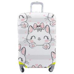 Cat With Bow Pattern Luggage Cover (medium) by Hannah976