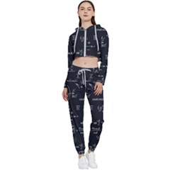 Mathematical Seamless Pattern With Geometric Shapes Formulas Cropped Zip Up Lounge Set by Hannah976