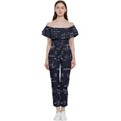 Mathematical Seamless Pattern With Geometric Shapes Formulas Bardot Ruffle Jumpsuit by Hannah976