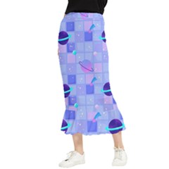 Seamless Pattern Pastel Galaxy Future Maxi Fishtail Chiffon Skirt by Hannah976