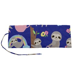 Hand Drawn Cute Sloth Pattern Background Roll Up Canvas Pencil Holder (s) by Hannah976