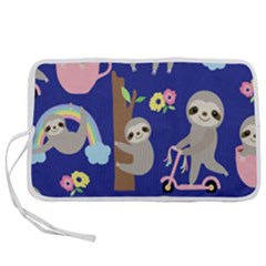 Hand Drawn Cute Sloth Pattern Background Pen Storage Case (l) by Hannah976