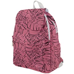 Pink Monstera Top Flap Backpack by ConteMonfrey