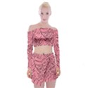 Pink Monstera Off Shoulder Top with Mini Skirt Set View1