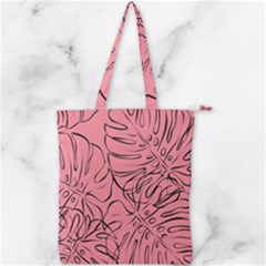 Pink Monstera Double Zip Up Tote Bag by ConteMonfrey