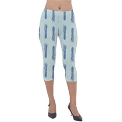 Blue King Pineapple  Lightweight Velour Capri Leggings  by ConteMonfrey