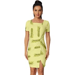 Yellow Pineapple Fitted Knot Split End Bodycon Dress by ConteMonfrey