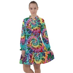 Grateful Dead Bears Tie Dye Vibrant Spiral All Frills Chiffon Dress by Bedest