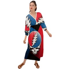 Grateful Dead Big Skull Grecian Style  Maxi Dress by Bedest