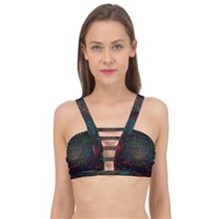 Mathematical Colorful Formulas Drawn By Hand Black Chalkboard Cage Up Bikini Top by Ravend