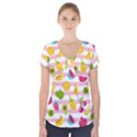 Tropical Fruits Berries Seamless Pattern Short Sleeve Front Detail Top View1