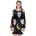 Cute Art Print Pattern Long Sleeve Chiffon Shift Dress  View1