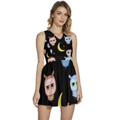 Cute Art Print Pattern Sleeveless High Waist Mini Dress by Apen