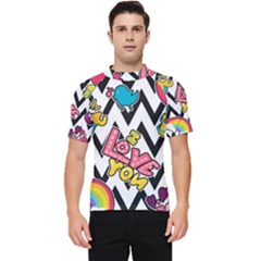 Vector Romantic Love Seamless Pattern Men s Short Sleeve Rash Guard by Apen