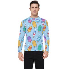 Cute Kawaii Ice Cream Seamless Pattern Men s Long Sleeve Rash Guard by Apen