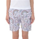 Seamless Pattern With Cute Rabbit Character Women s Basketball Shorts View1