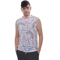 Seamless Pattern With Cute Rabbit Character Men s Regular Tank Top by Apen