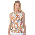 Cute Colorful Owl Cartoon Seamless Pattern Women s Basketball Tank Top View1