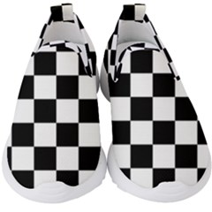 Chess Board Background Design Kids  Slip On Sneakers by Apen