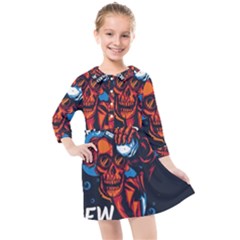 Make Devil Discovery  Kids  Quarter Sleeve Shirt Dress by Saikumar