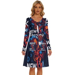 Make Devil Discovery  Long Sleeve Dress With Pocket by Saikumar