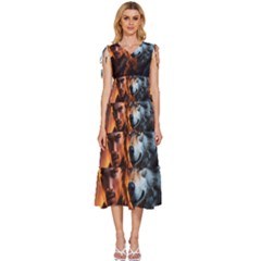 Be Dare For Everything V-neck Drawstring Shoulder Sleeveless Maxi Dress by Saikumar