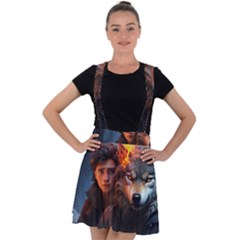 Be Fearless Velvet Suspender Skater Skirt by Saikumar