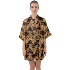 Pattern Background Decorative Half Sleeve Satin Kimono  by Jatiart