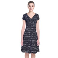 Math Equations Formulas Pattern Short Sleeve Front Wrap Dress by Ravend