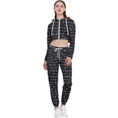 Math Equations Formulas Pattern Cropped Zip Up Lounge Set by Ravend