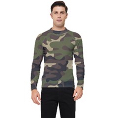 Texture Military Camouflage Repeats Seamless Army Green Hunting Men s Long Sleeve Rash Guard by Ravend