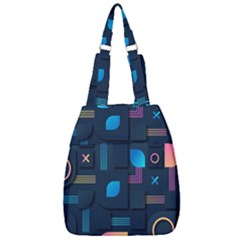 Gradient Geometric Shapes Dark Background Center Zip Backpack by Ravend